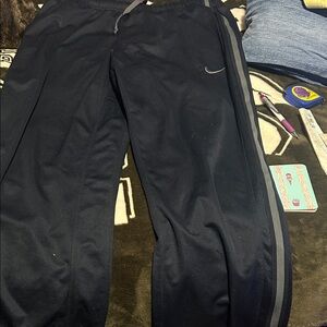 Nike Black Athletic Pants with Gray Stripe